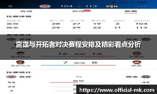 雷霆与开拓者对决赛程安排及精彩看点分析